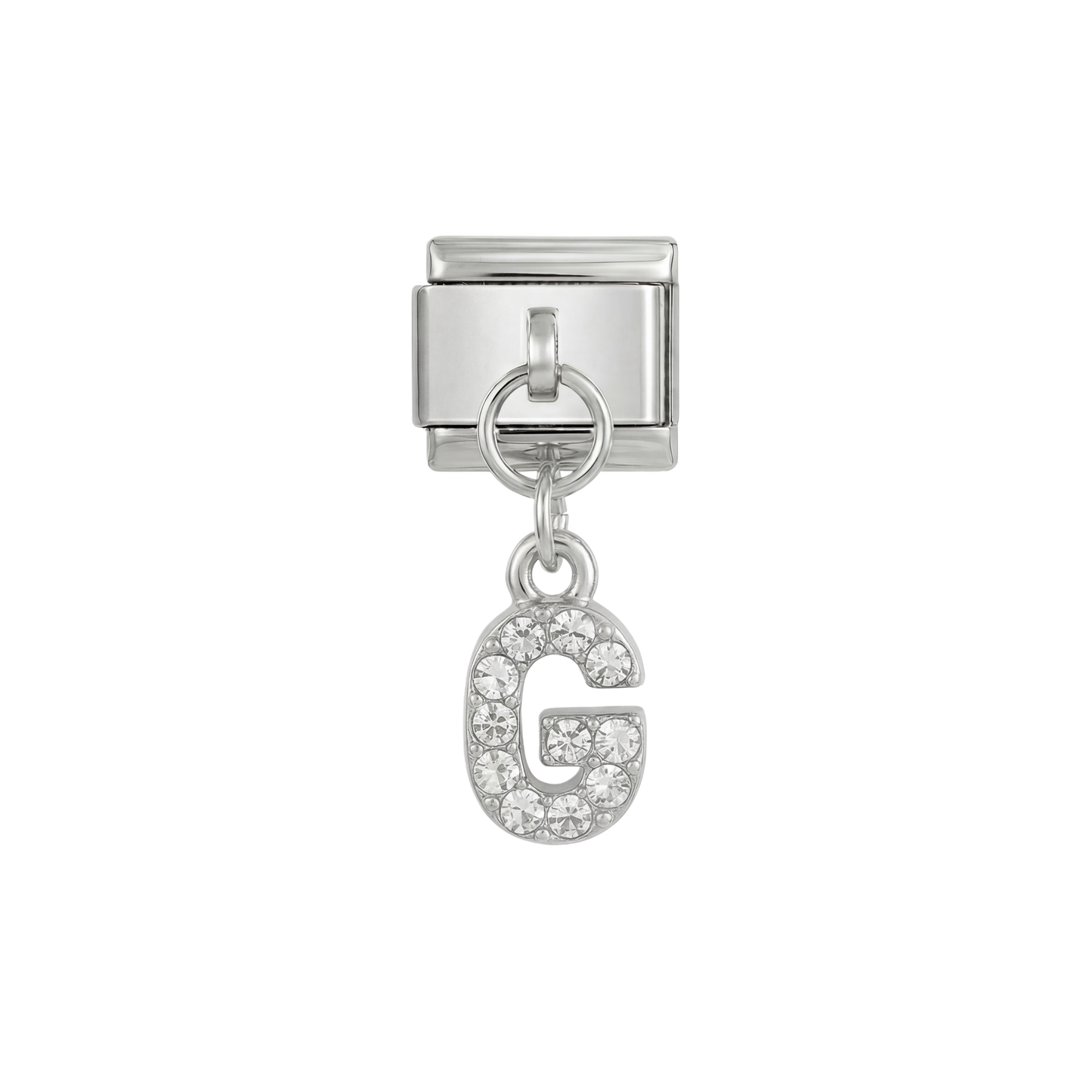 Letter G with stones, Hanging, on Silver