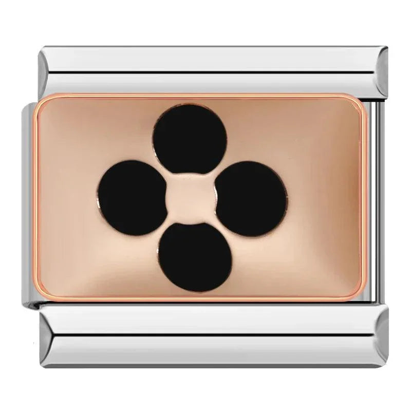 4 Leaf Clover Black, on Rose Gold - Charms Official
