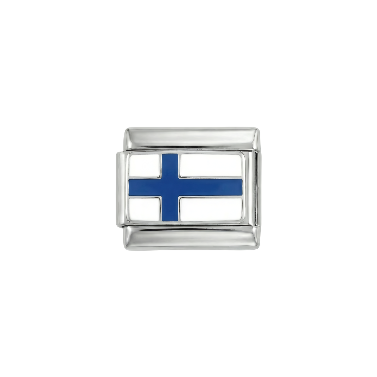 Finland Flag, on Silver