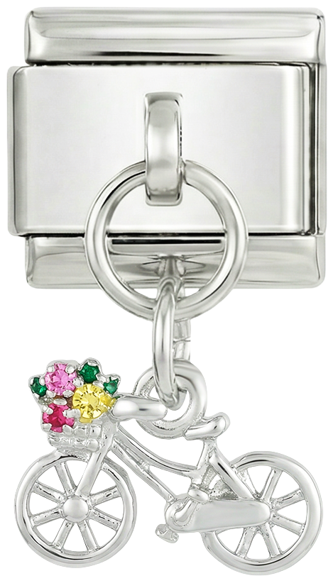 Bicycle Flowers Hanging Silver