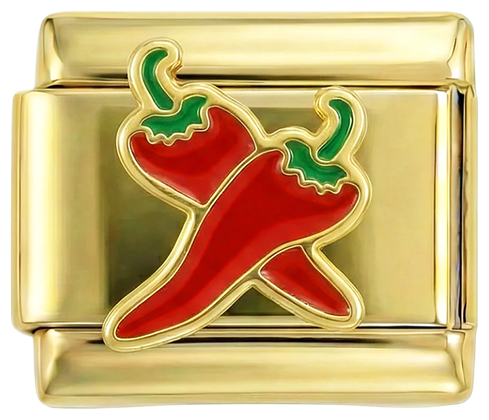 Dvojitá červená paprika na zlaté