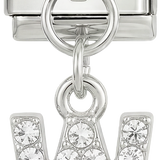 Letter W with stones, Hanging, on Silver - Letter-W-with-stones-hanging-on-silver.png