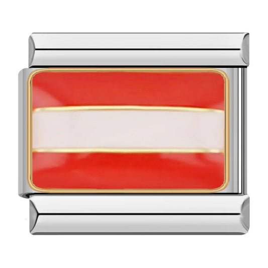 Austria Flag, on Silver - Charms Official