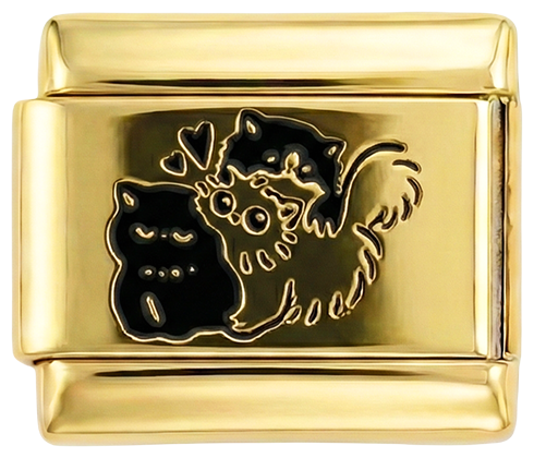 3 objímající se kočky na zlatě