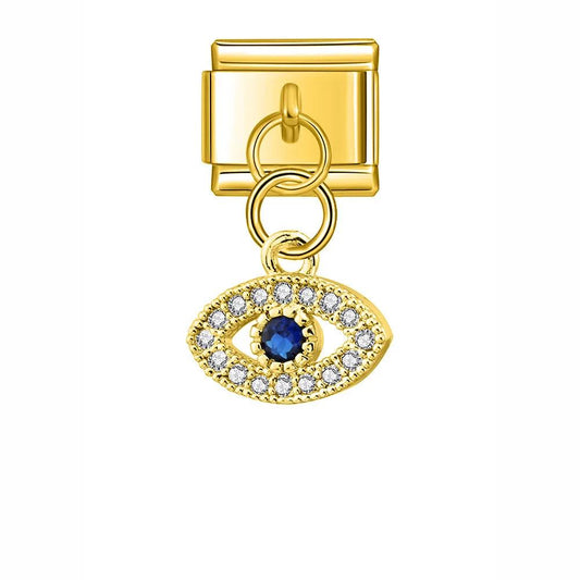 Eye with Blue and White Stones, on Gold - Charms Official