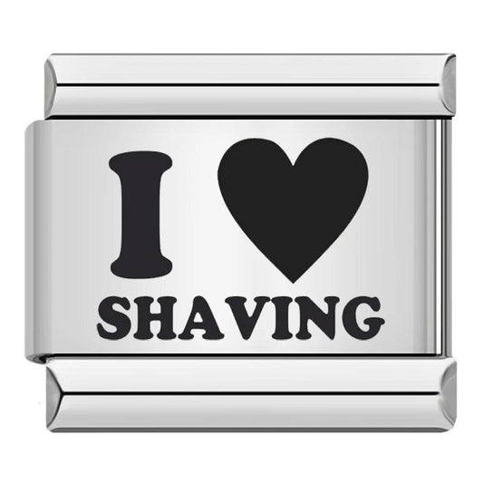 I Love Shaving, in Black, on Silver - Charms Official