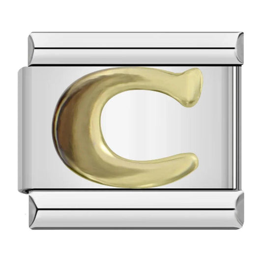 Letter C in Gold, on Silver - Charms Official