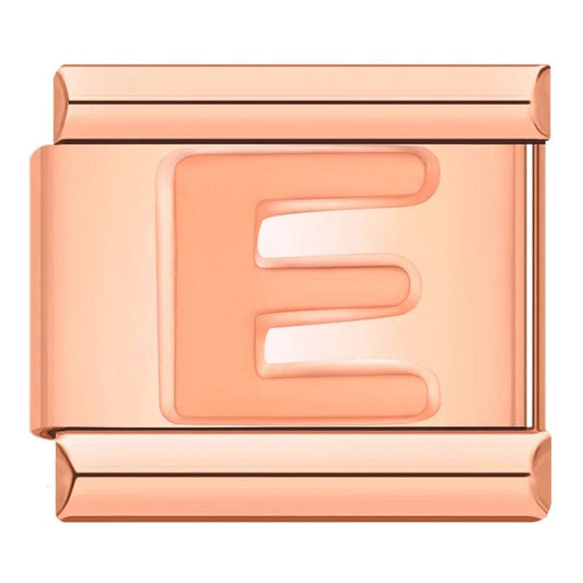 Letter E in Rose Gold, on Rose Gold - Charms Official