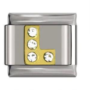 Letter L in Gold with Stones, on Silver - Charms Official