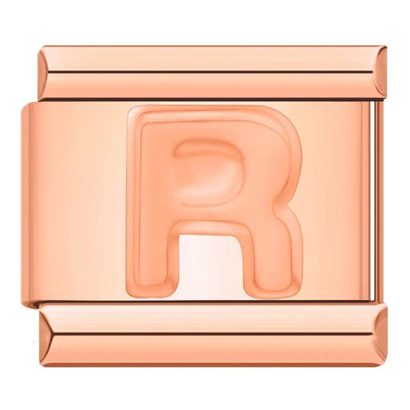 Letter R in Rose Gold, on Rose Gold - Charms Official