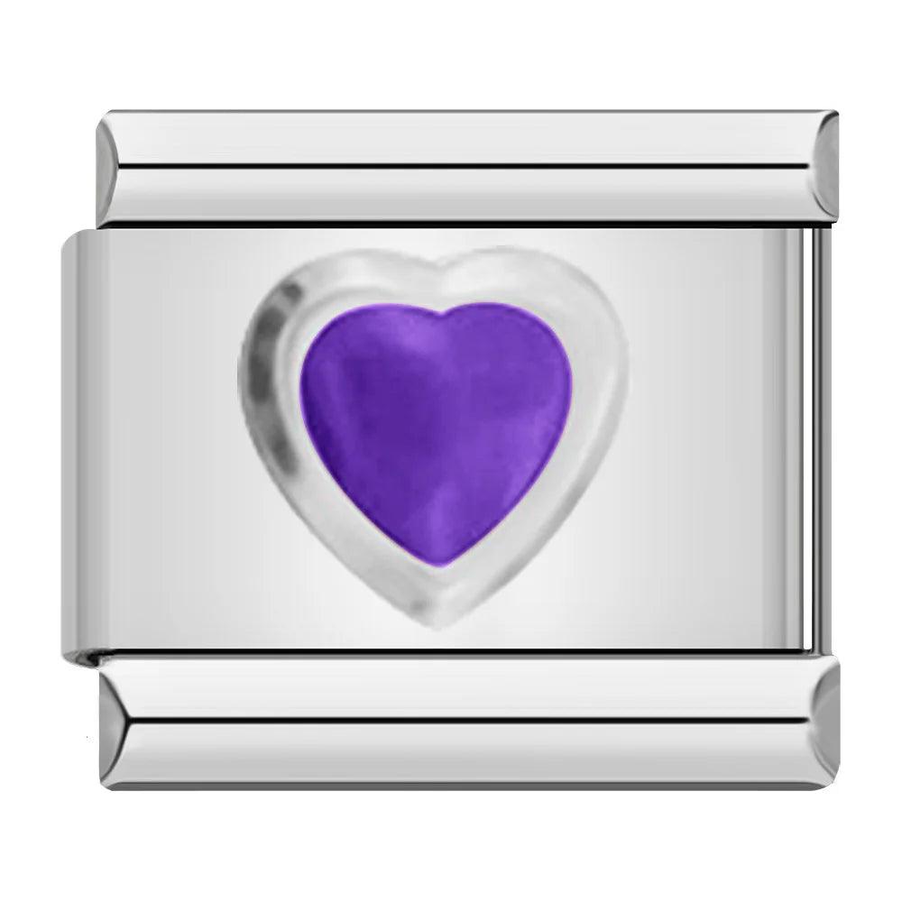 Purple Heart, on Silver - Charms Official