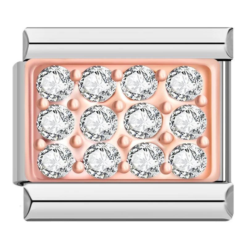 Rose Gold Plate with White Stones - Charms Official